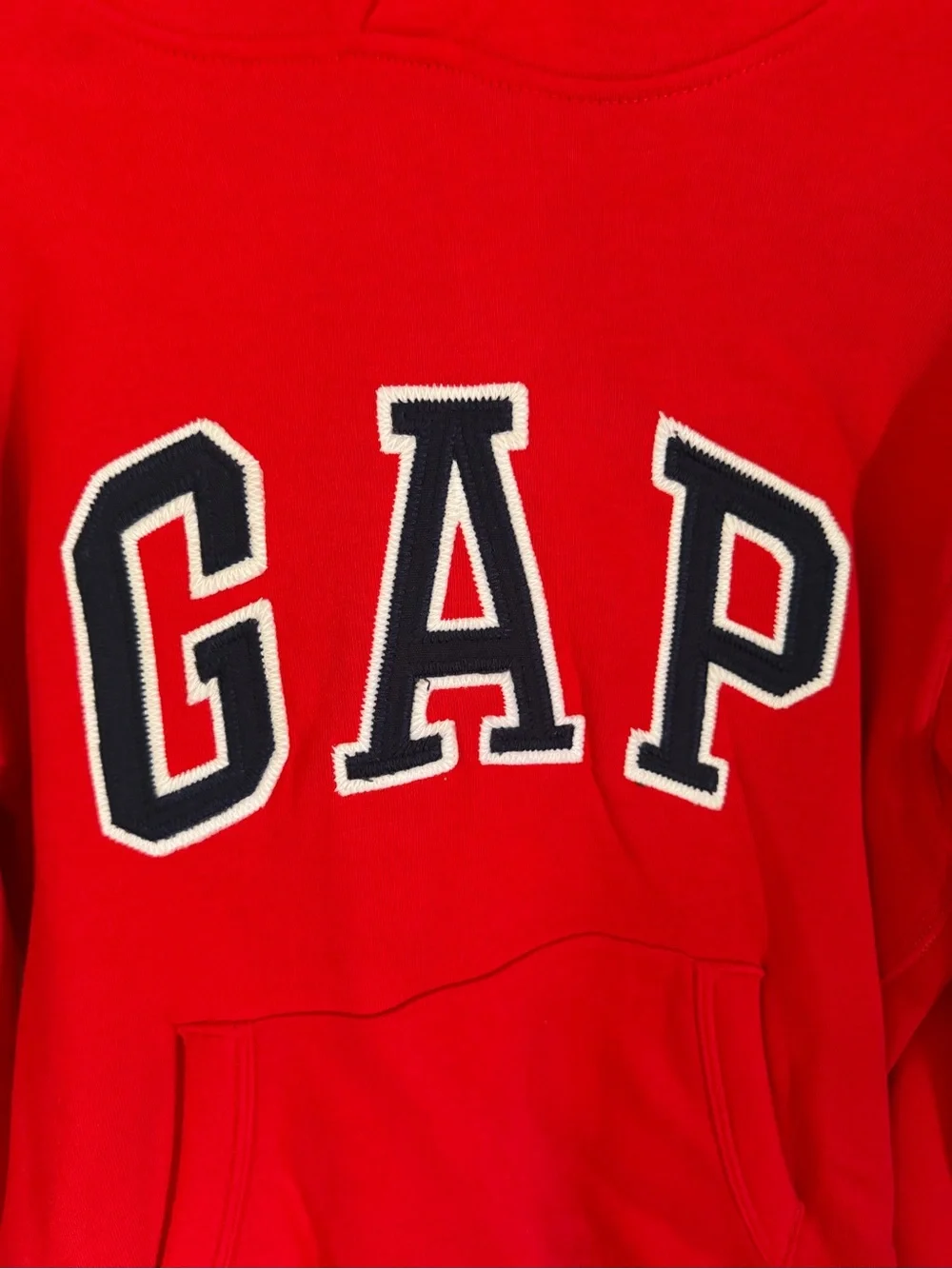 GAP Red Hoodie with Navy & White Lettering